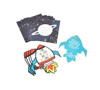 Homéa, Set De 6 Invitaciones+Sobres De Cumpleaños De Papel Espacio