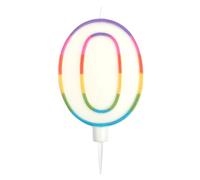 Homea, Vela Cumpleaños Número 0 Con Soporte Plástico H10,5Cm Multicolor