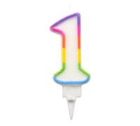 Homea, Vela Cumpleaños Número 1 Con Soporte Plástico H7,8Cm Multicolor