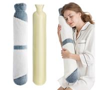 Homealexa 2L Botella de Agua Caliente Grande Larga con Funda - Bolsa Suave del Reino Unido para Cuello y Hombros, 73 x 14cm - Botella Extra Larga para Niños