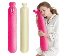 Homealexa 2L Botella de Agua Caliente Grande Larga con Funda - Bolsa Suave del Reino Unido para Cuello y Hombros, 73 x 14cm - Botella Extra Larga para Niños
