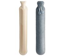 Bolsa de Agua Caliente, Homealexa Botellas de Agua Caliente con 72 cm Suave Felpa Funda, 2L Natural Goma Agua Caliente Bolsa Hot Water Bottle para Mantener el Calor, Gris