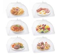 Homealexa 6PCS Campanas Plegables para Comida, Protección contra Moscas, para Comida, Fruta, Picnic, Barbacoa, Blanco, 1 Tamaño XL + 5 Estándar