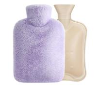 Homealexa Bolsa de agua caliente con funda suave, 2 L, caucho natural premium, segura y duradera para la familia (lila, 2 L)