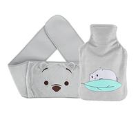 Homealexa Bolsa de agua caliente con funda suave de 1 l de caucho natural premium segura y duradera para la familia, bolsa de agua caliente para cuello, hombro, abdomen, piernas, cintura, gris cálido