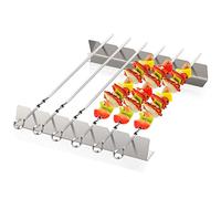 Homealexa Brochetas de Barbacoa de Acero Inoxidable, Pinchos para Barbacoa Reutilizables con Soporte, Juego de Brochetas de la Parrilla con Soporte, Accesorios para Barbacoa con 6 Pinchos y 2 Soporte