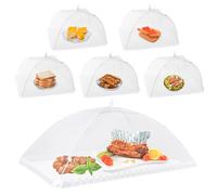 Homealexa - Juego de 6 Cubierta Protectora Alimentos Fresca, Mosquitera Comida desplegable Cubre Platos para Cocina, Barbacoa, Picnics, Fiesta al Aire Libre, Blanco