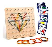 Homealexa Juguete de Madera, Montessori Juguete Creativo con Tarjetas de Actividad y Bandas de Goma, Aprendizaje Educación Juguete para Niños, Inspire la Imaginación y Creatividad de los Niños.