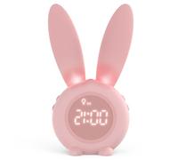 Homealexa Reloj Despertador de Conejo, Conejito Animal Lindo mesita de Noche con luz Nocturna + 6 música Interesante + Función de Cuenta Regresiva, Regalo para niños niños Estudiantes
