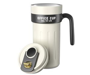 Homealexa Taza de Café 650ml Térmica en Acero Inoxidable 316, Taza de Viaje Aislada para Viaje, Taza para Auto a Prueba de Perdidas con Tapa y Asa Blanca