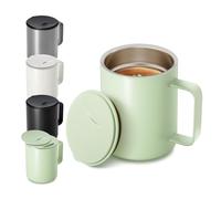 Homealexa Taza de Café de 400 ml con Doble Pared al Vacío, Taza Térmica para Café y Té de Acero Inoxidable con Asa y Tapa Deslizante Verde