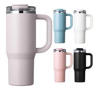 Homealexa Vaso Térmico 900ml con Asa, Acero Inoxidable 304 de Doble Pared, Tapa a Prueba de Fugas y Pajita, Ideal para Café, Té, Viajes y Uso Diario