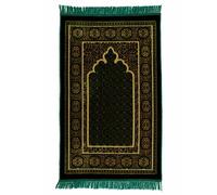 homeart Alfombra de oración de terciopelo para musulmanes, alfombra de oración islámica delgada de felpa suave, Janamaz, Sajada, alfombra de rezo, patrón de medina, verde oscuro