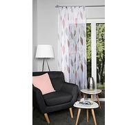 HOMEbasics 41462 Paolo - Cortina de Cinta Fruncida, Transparente, Estampado | (Rojo, 225 x 140 cm)