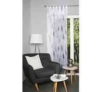 HOMEbasics 49462 - Cortina con Trabillas Paolo Transparente, Estampada, 245 x 140 cm, Color Azul y Verde