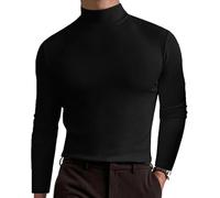 Homebbc Men's High Neck Slim Fit T-Shirt Stretchy Breathable for Gym or Casual, Modern Style & Comfort 2026 New (Black,M)