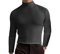 Homebbc Men's High Neck Slim Fit T-Shirt Stretchy Breathable for Gym or Casual, Modern Style & Comfort 2026 New (Gray,XL)