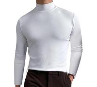 Homebbc Men's High Neck Slim Fit T-Shirt Stretchy Breathable for Gym or Casual, Modern Style & Comfort 2026 New (White,XXL)