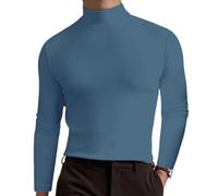 Homebbc Men's High Neck Slim Fit T-Shirt Stretchy Breathable for Gym or Casual, Modern Style & Comfort 2026 New (Light Blue,XL)