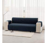Homebliss Funda de Sofa 4 Plazas 220 cm Impermeable, Fundas de Sofa Anti Gatos con Brazos, Protector Sofa Universal Reversible, Azul