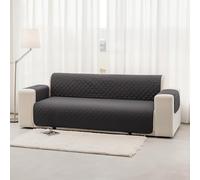Homebliss Funda de Sofa 4 Plazas 220 cm Impermeable, Fundas de Sofa Anti Gatos con Brazos, Protector Sofa Universal Reversible, Gris Oscuro