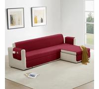 Homebliss Funda Sofa Chaise Long Izquierdo/Derecho 200cm Impermeable, Fundas de Sofa Anti Gatos con Brazos, Protector Sofa Universal Reversible, Borgoña
