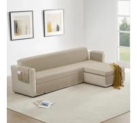 Homebliss Funda Sofa Chaise Long Izquierdo/Derecho 300cm Impermeable, Fundas de Sofa Anti Gatos con Brazos, Protector Sofa Universal Reversible, Beige