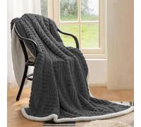 Homebliss Mantas para Sofa 130 x 150 cm, Mantas Sherpa Extra Suave,Multiusos Plaid para Cama,Cubrecama, Cubresofá,100% Microfibra Flannel Blanket,para Toda Estación-Gris Oscuro
