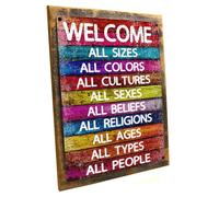 Homebody Accents Framed All Welcome Metal Sign Equality Unity Peace Positive Living Love Trumps Hate