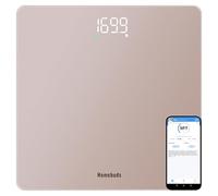Homebuds Bascula de Baño Inteligente, Precisión de 0,05kg Por Nuestra Fábrica Profesional Desde 2001, Balanza Peso Corporal Step-On y LED Brillante, Sync de APP con Pesos e IMC, 182kg, Oro Rosa