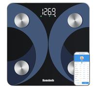 Homebuds Bascula de Baño, Precisión 0,05kg Por Nuestra Profesional Bascula Fábrica Desde 2001, Bluetooth Bascula Inteligente App Sync 13 IMC Bascula Grasa Corporal y Muscular, 182kg, Azul