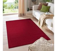 HomebyHome Alfombra 140x200 cm Roja, Alfombra Lisa de Pelo Corto, Imagen Moderna, Soporte Seguro y fácil Limpieza para Interiores