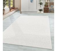 HomebyHome Alfombra 160x230 cm Crema, Bucle Unicolor de Pelo Corto para Salón Grande, Dormitorio o Comedor, Moderna