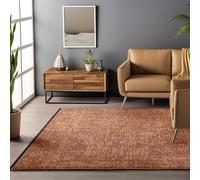 HomebyHome Alfombra Algodón Chenille Terracota 240x340 cm Lavable, Estilo Boho, Vintage Kelim, Pelo Corto, Antideslizante, Suave, Monocromático Mélange, para Sala, Dormitorio, Oficina y Cocina