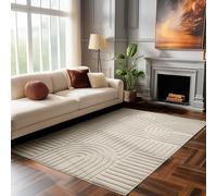 HomebyHome Alfombra Beige 120x170 cm, Shaggy Pelo Largo, Suave, Alfombra de Salón Estilo Escandinavo Boho, Base de Yute