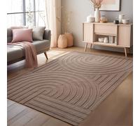 HomebyHome Alfombra Bohemio Escandinava Unicolor Beige 120x170 cm, Alfombra Decorativa, Suave y fácil de cuidar, Lavable, Efecto 3D, Alfombra para salón y Dormitorio, Alfombra pequeña