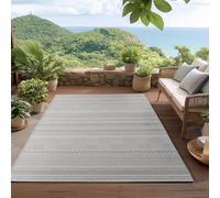 HomebyHome Alfombra de Exterior Gris 140x200 cm, Resistente a la Intemperie y a los Rayos UV, para la Cocina, el balcón, la terraza, así como para el salón y el Comedor