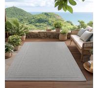 HomebyHome Alfombra de Exterior Gris 160x230 cm, Resistente a la Intemperie y a los Rayos UV, para la Cocina, el balcón, la terraza, así como para el salón, Diseño de Color sólido con Borde