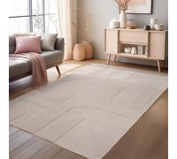 HomebyHome Alfombra escandinava, diseño Bohemio Crema 140x200 cm, alfombrar Decorativa, Suave y fácil de cuidar, Lavable, Efecto 3D, para salón y Dormitorio, Alfombra pequeña