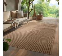 HomebyHome Alfombra Exterior 140x200 cm Resistente a la Intemperie Fácil Cuidado Aspecto Yute Natural Diseño Escandinavo Boho para Salón Dormitorio Terraza Balcón Jardín