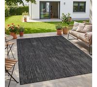 HomebyHome Alfombra Exterior Negra 160x220 cm Balcón Terraza Jardín Resistente a la Intemperie UV Resistente Grande Lisa Tejido Plano Fácil de Limpiar Resistente Moderna