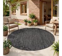 HomebyHome Alfombra Exterior Negra Redonda 160 cm Balcón Terraza Jardín Resistente a la Intemperie UV Resistente Grande Lisa Tejido Plano Fácil de Limpiar Resistente Moderna