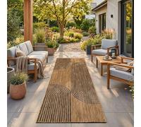 HomebyHome Alfombra Exterior Negro Efecto Yute 80x250 cm Balcón Terraza Jardín Resistente UV Pasillera Diseño Boho Tejido Plano