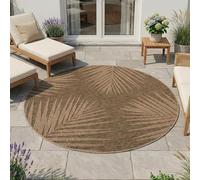 HomebyHome Alfombra Exterior Redonda 120 cm Beige, Resistente a la Intemperie Fácil de Limpiar, Alfombra Estilo Yute Natural para Terraza Balcón Salón