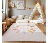 HomebyHome Alfombra Infantil Multicolor 140x200 cm Sol y Estrella Diseño Moderno Antideslizante Lavable Suave Antialérgica Habitación
