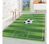 HomebyHome Alfombra Infantil Verde 120x170 cm Estadio Fútbol Diseño Moderno Antideslizante Lavable Fácil Cuidado Suave Antialérgica Habitación