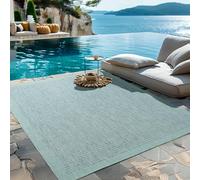 HomebyHome Alfombra Interior Exterior 140x200 cm Azul Lisa Lavable Impermeable fácil de Limpiar Tejido Plano Ideal para balcón terraza jardín y Cocina