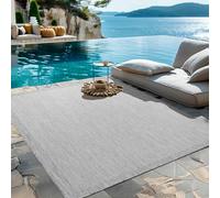 HomebyHome Alfombra Interior Exterior 200x290 cm Gris Lisa Lavable Impermeable fácil de Limpiar Tejido Plano Ideal para balcón terraza jardín y Cocina