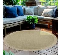 HomebyHome Alfombra Interior Exterior Redonda 160 cm Verde Lisa Lavable Impermeable Tejido Plano Ideal para balcón terraza jardín y Cocina