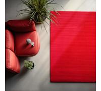 HomebyHome Alfombra Lavable 120x170 cm Roja Moderna Color Liso Pelo Corto Suave Antideslizante Lavable a Máquina para Salón Dormitorio Comedor Cocina